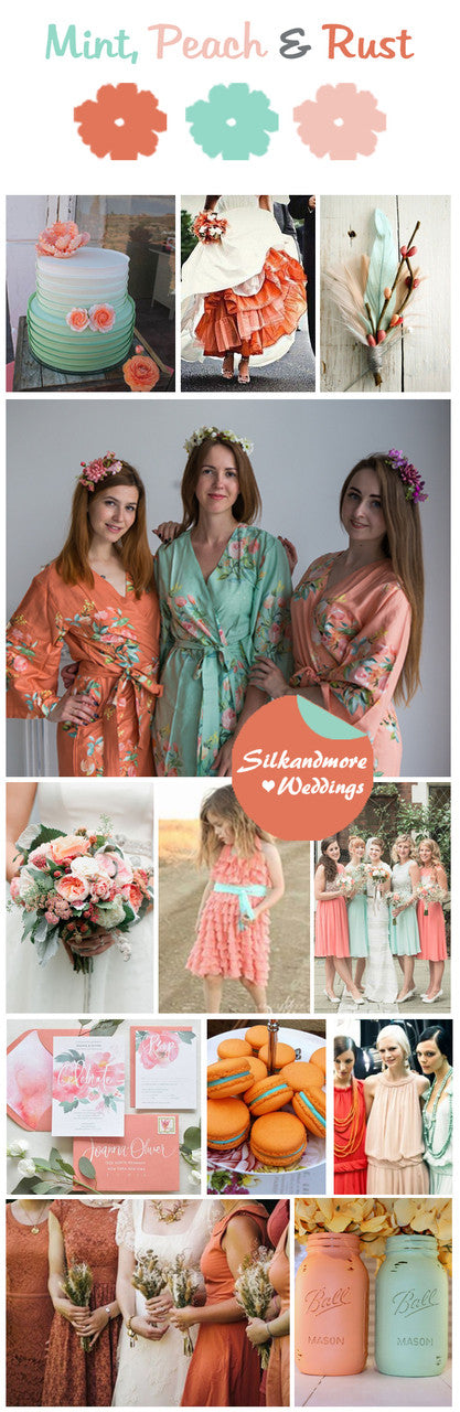 Mint, Peach and Rust Wedding Color Palette
