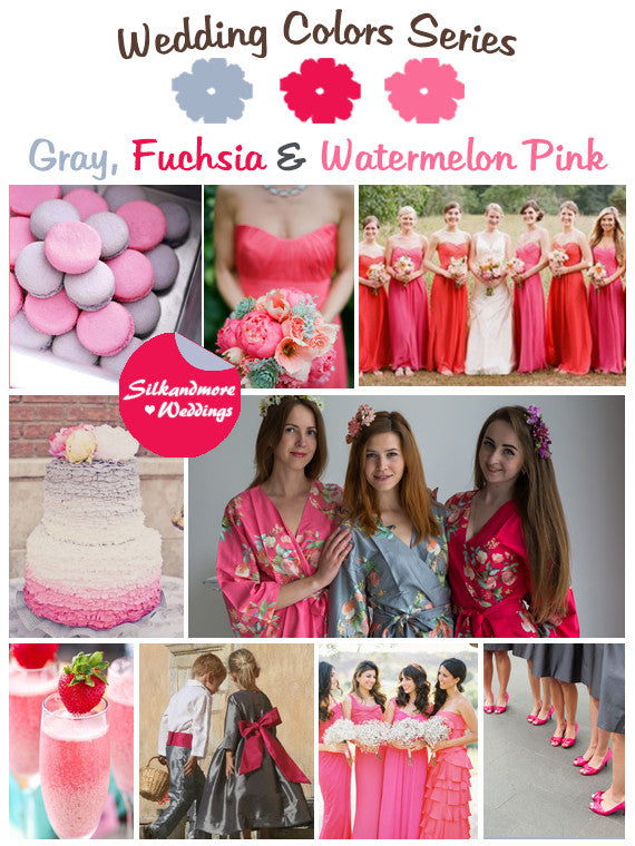 Gray, Fuchsia and Watermelon Pink Wedding Color Palette