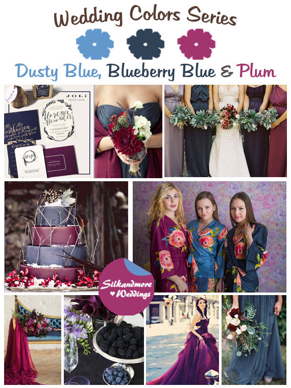 Dusty Blue, Blueberry and Plum Wedding Color Palette
