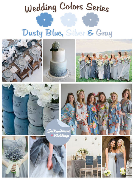 Dusty Blue, Silver and Gray Wedding Colors Palette – robesbysilkandmore