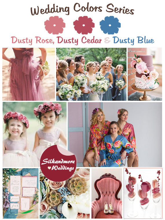 Dusty Rose, Dusty Cedar and Dusty Blue Wedding Color Palette