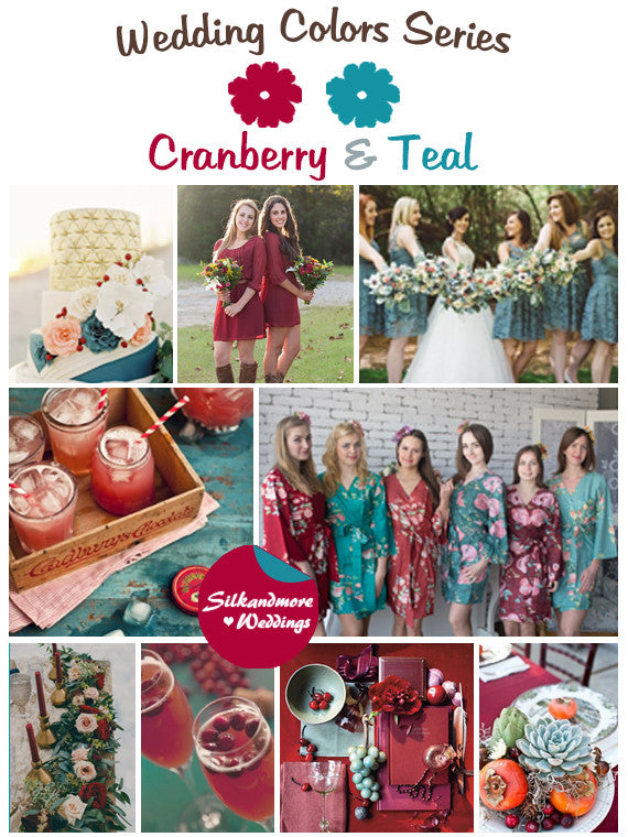 Cranberry and Teal Wedding Colors Palette