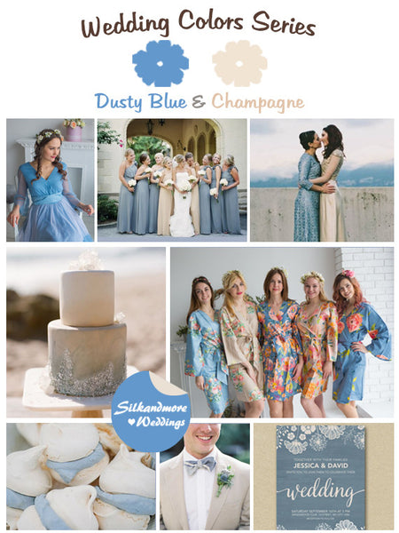 Dusty Blue and Champagne Wedding Color Palette – robesbysilkandmore