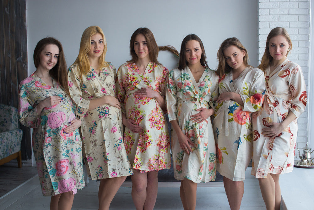 Mommies in Cream Floral Robes