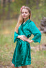Dark Green Luxurious Silk Robe with Silk Chiffon Devore Sleeves