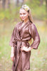 Plain Silk Robes for bridesmaids - Solid Brown Color | Getting Ready Bridal Robes