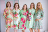 Mommies in Pastel Mint Floral Robes 
