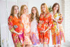 Mommies in Orange Abstract Patterned Robes