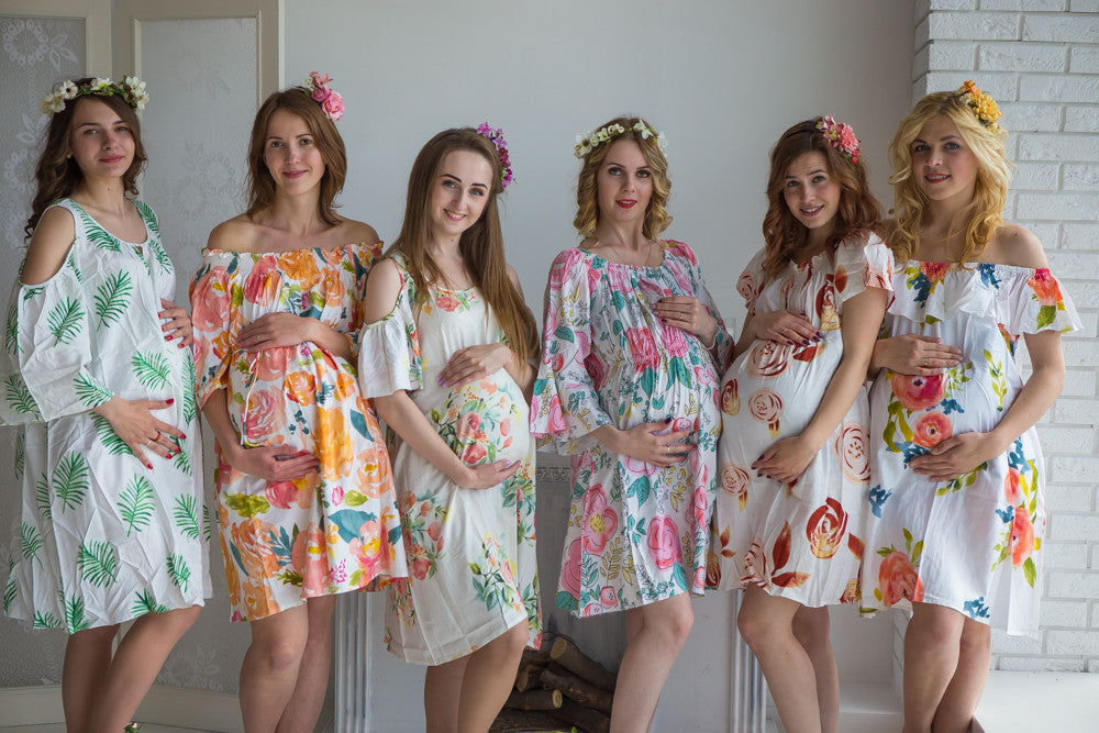  Mommies in White Floral Shift Dresses 