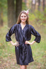 Plain Silk Robes for bridesmaids - Solid Black Color | Getting Ready Bridal Robes