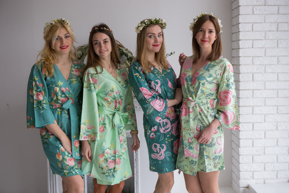 Mint and Dusty Teal Wedding Color Robes- Premium Rayon Collection