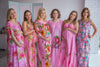 Mommies in Dark Pink Floral Night Gowns