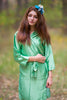 Plain Silk Robes for bridesmaids - Solid Green Color | Getting Ready Bridal Robes