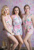 Corset Style Bridesmaids Rompers in Blush Whimsical Giggle Pattern