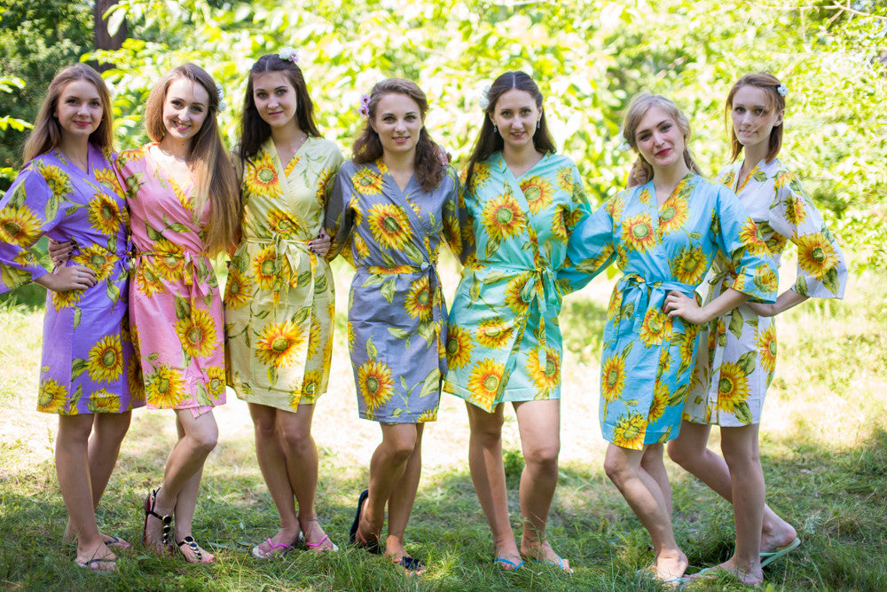Mismatched Sunflower Sweet Robes in soft tones