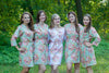 Grayed Jade Floral Posy Robes for bridesmaids | Getting Ready Bridal Robes
