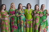 Mommies in Green Maternity Caftans 