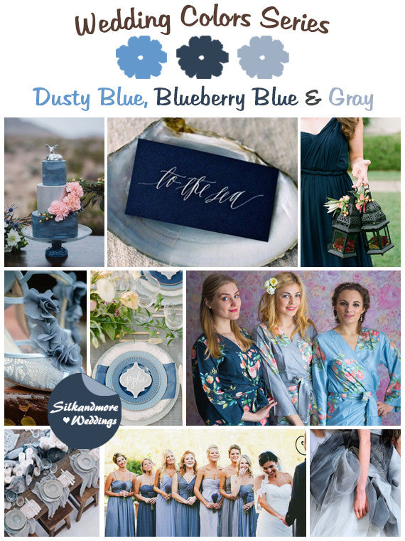 Dusty Blue, Blueberry Blue and Gray Wedding Color Palette