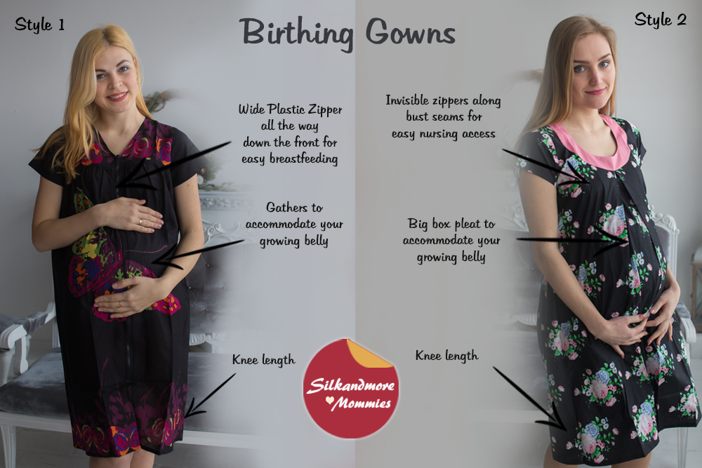 Black Floral Birthing Gowns