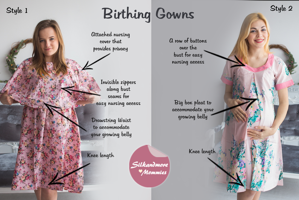 Soft Pink Floral Birthing Gowns 
