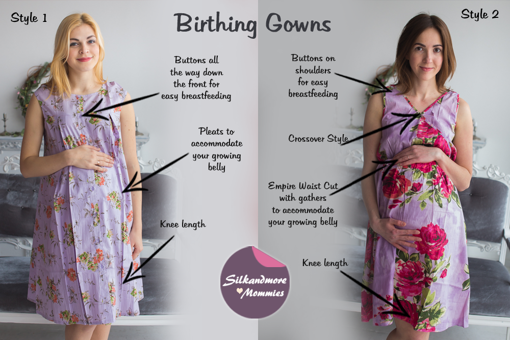  Lilac Floral Birthing Gowns