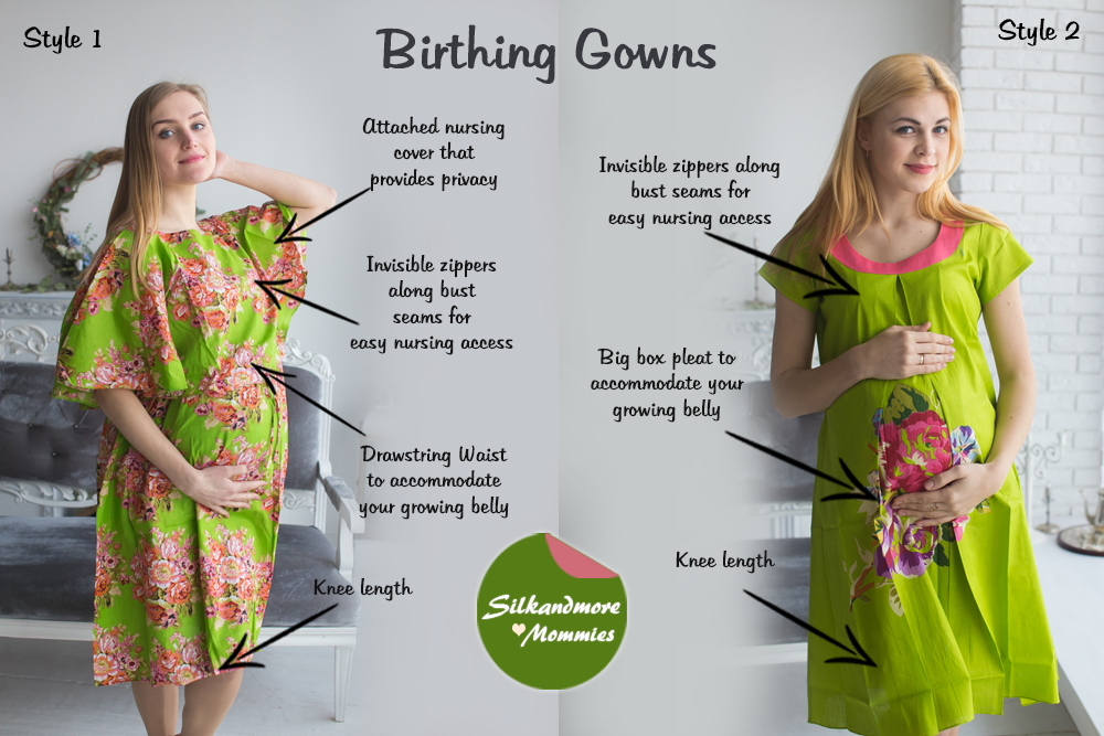 Green Floral Birthing Gowns