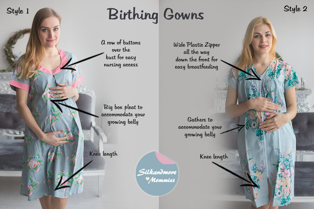 Silver Floral Birthing Gowns