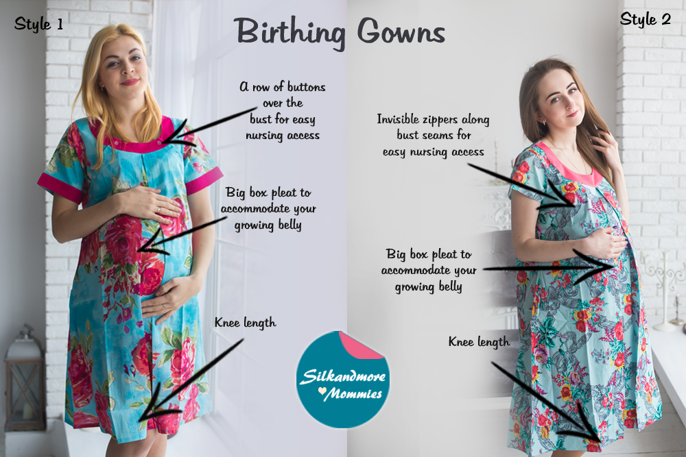 Turquoise Blue Floral Birthing Gowns