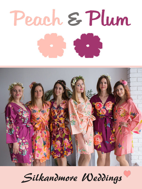 Peach and Plum Wedding Color Robes - Premium Rayon Collection ...