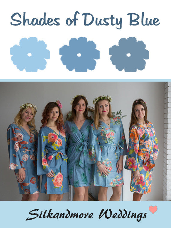 Shades of Dusty Blue Wedding Color Robes - Premium Rayon Collection ...