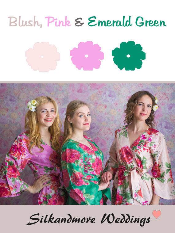 Blush, Pink and Emerald Green Color Robes - Premium Rayon Collection ...