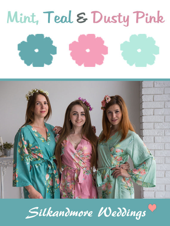 Mint, Teal and Dusty Pink Wedding Color Palette robesbysilkandmore Mint, Teal and Dusty Pink Wedding Color Palette robesbysilkandmore