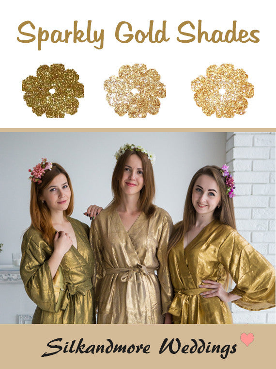 Sparkly Gold Shades Wedding Color Robes - Premium Rayon Collection