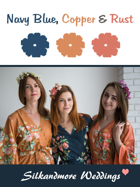 Navy Blue, Copper and Rust Color Robes - Premium Rayon Collection ...