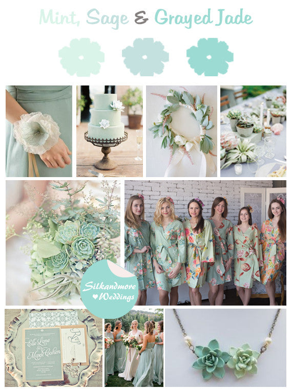 Mint, Sage and Grayed Jade Wedding Color Robes - Premium Rayon Collection