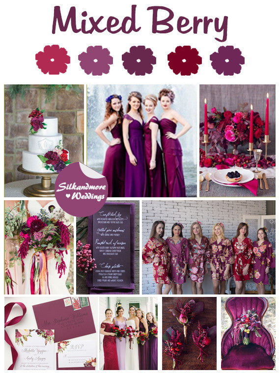 Mixed Berry Wedding Color Robes - Premium Rayon Collection