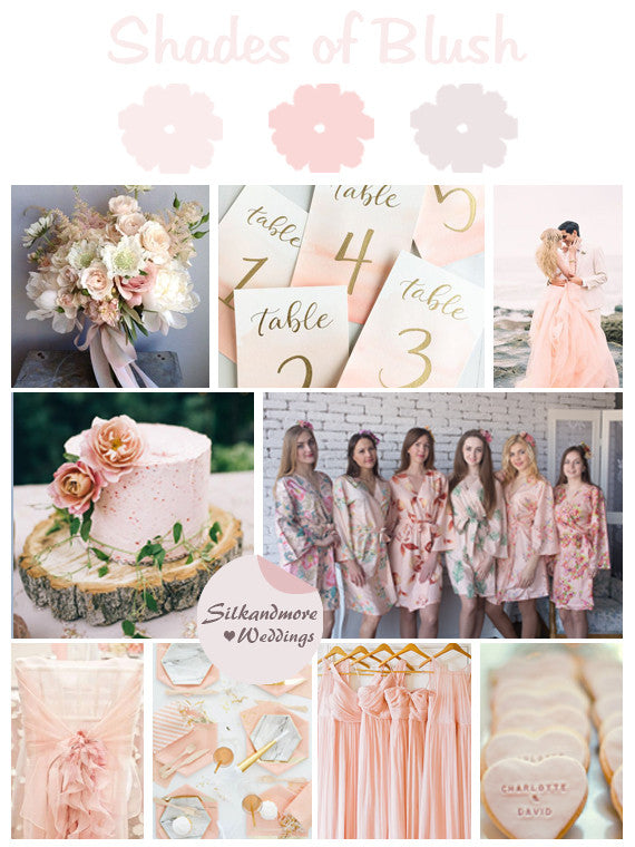 Shades of Blush Wedding Color Robes - Premium Rayon Collection