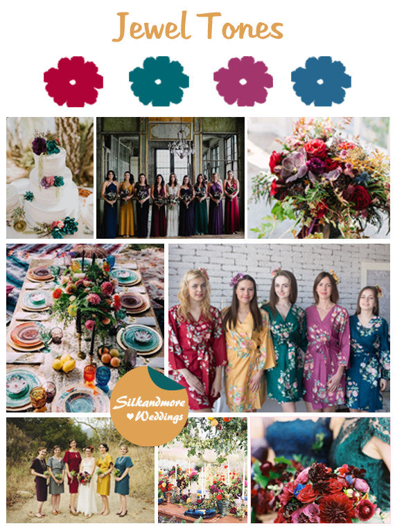 Jewel Tones Wedding Color Robes- Premium Rayon Collection