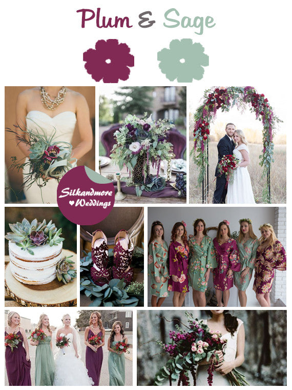 Plum and Sage Wedding Color Robes- Premium Rayon Collection