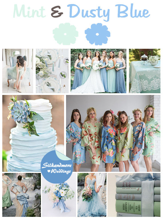 Mint and Dusty Blue Wedding Color Robes - Premium Rayon Collection