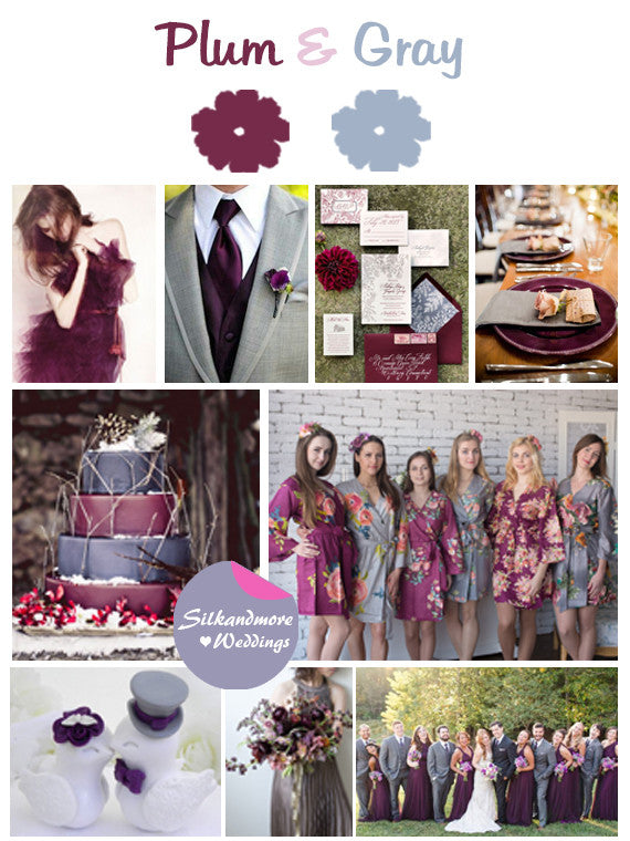 Plum and Gray Wedding Color Robes - Premium Rayon Collection