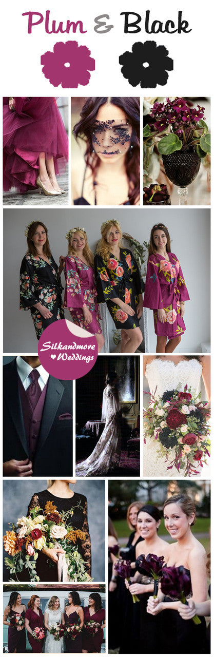 Plum and Black Wedding Color Robes- Premium Rayon Collectio