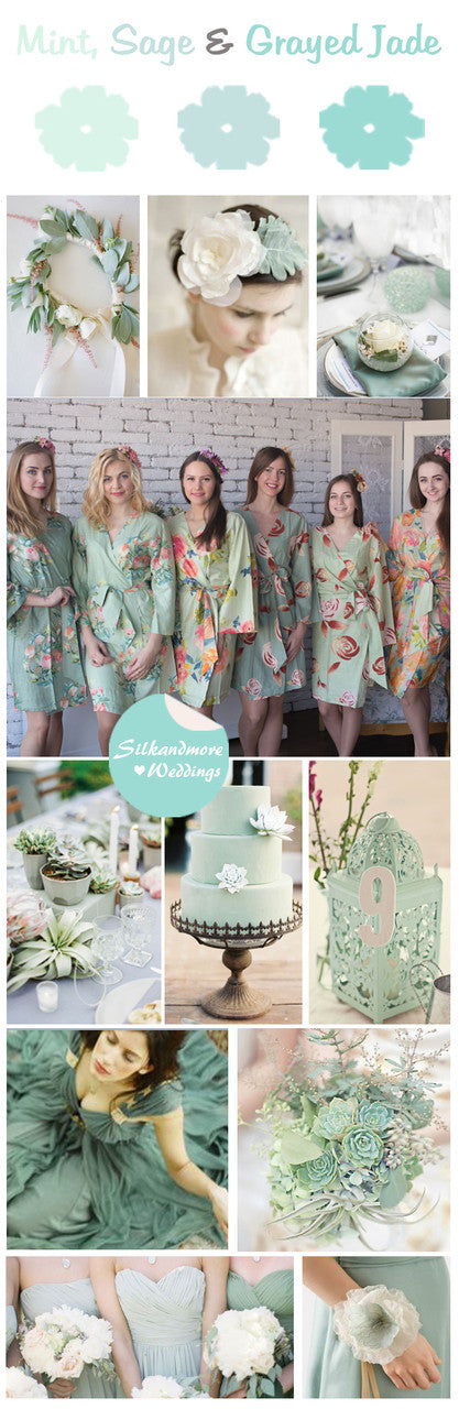 Mint, Sage and Grayed Jade Wedding Colors Palette 