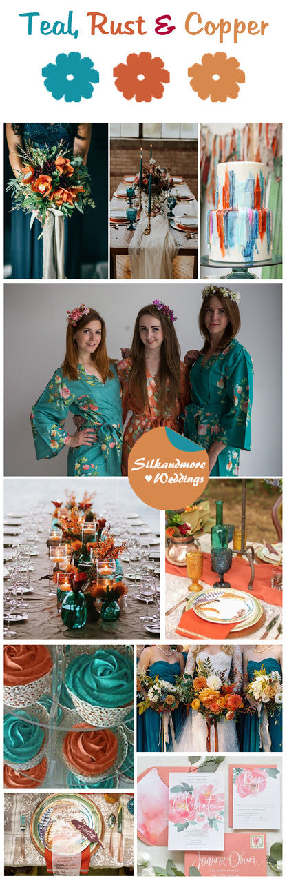 Teal, Rust and Copper Wedding Color Palette
