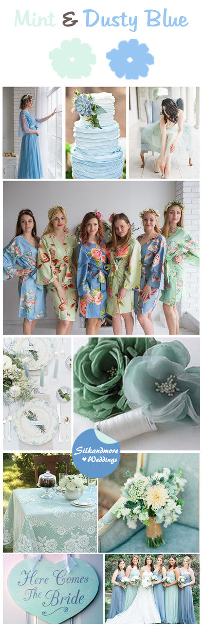 Mint, Sage, Grayed Jade and Dusty Teal Wedding Color Palette - Robes by  silkandmore