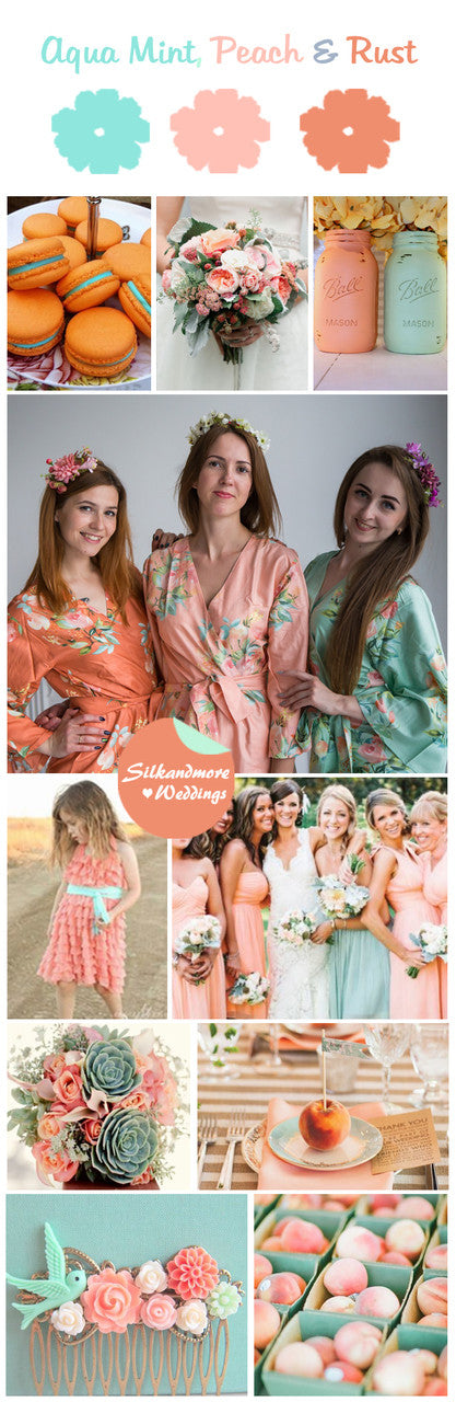 Aqua Mint, Peach and Rust Color Robes - Premium Rayon Collection