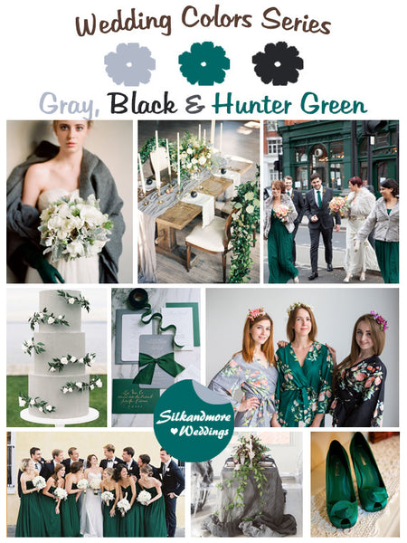 Gray, Black and Hunter Green Wedding Color Palette – robesbysilkandmore