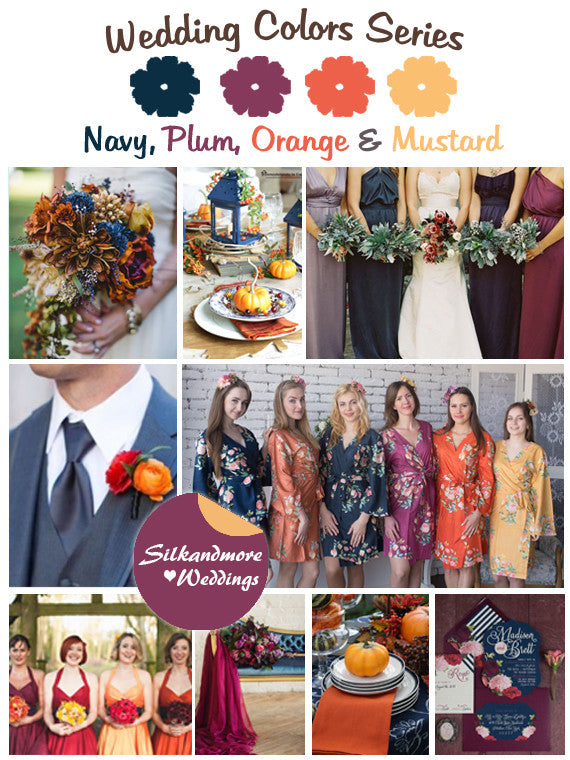 Navy, Plum, Orange and Mustard Wedding Color Palette