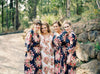 Dark Blue Rosy Red Posy Robes for bridesmaids