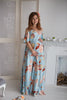 Mommies in Light Blue Floral Maxi Dresses